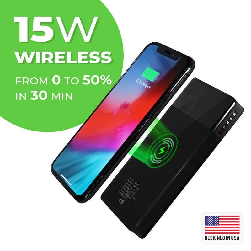 Portable wireless power bank charger
